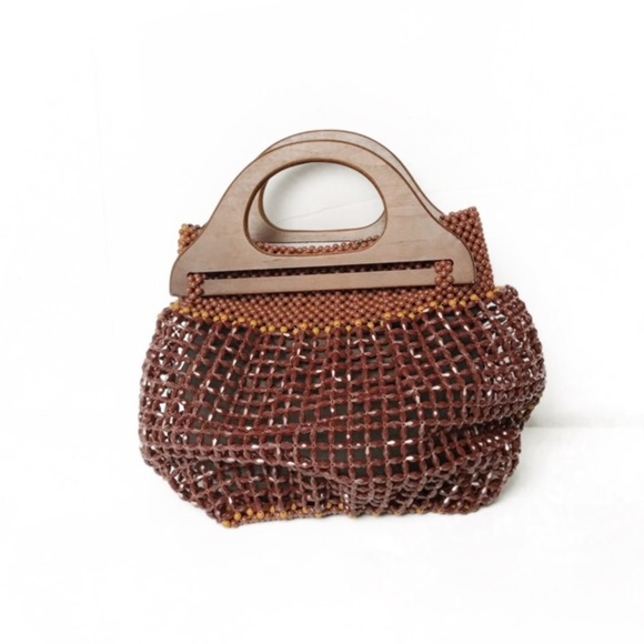 African Handmade Brown Beaded Bag